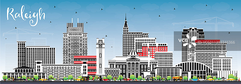 北卡罗来纳州罗利市天际线图片素材