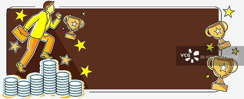 身穿西装的商人爬上钱堆图片素材