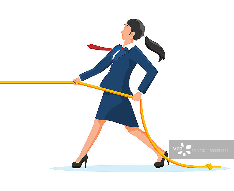 女商人拉绳子图片素材
