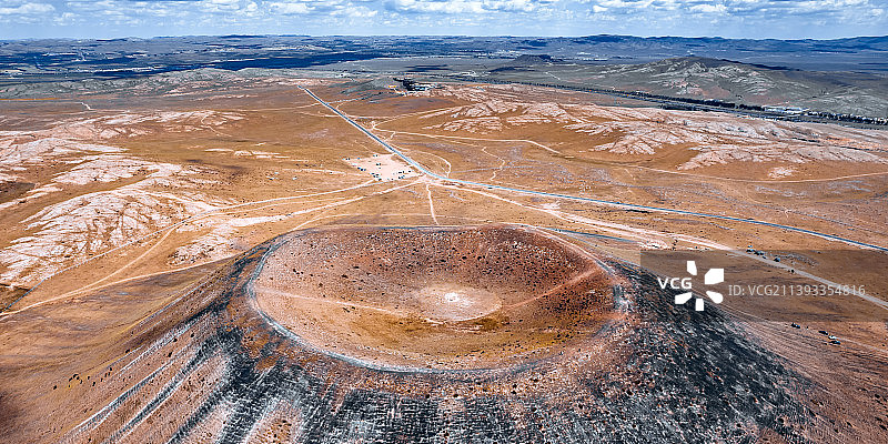 中国内蒙古乌兰察布乌兰哈达火山五号火山航拍图片素材