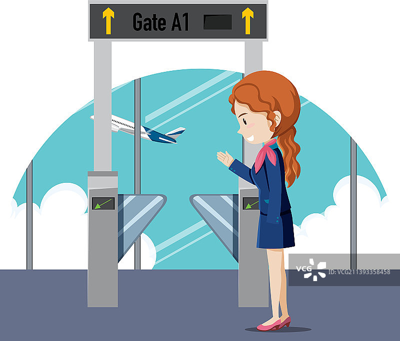 登机口和地勤人员图片素材