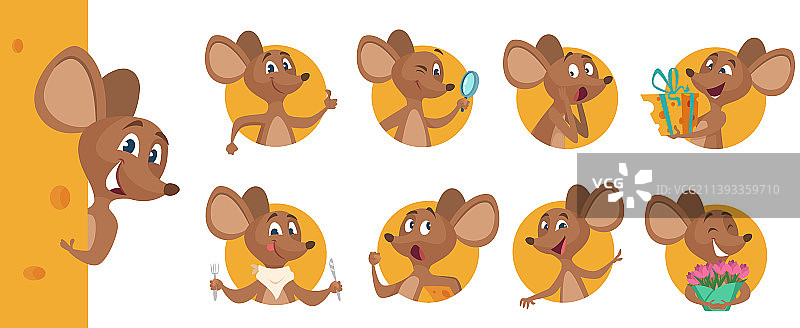 可爱的老鼠头像：动物，快乐，饥饿图片素材