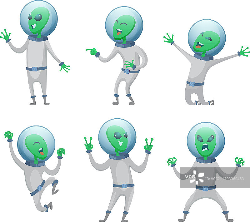 卡通外星人动作姿势图片素材