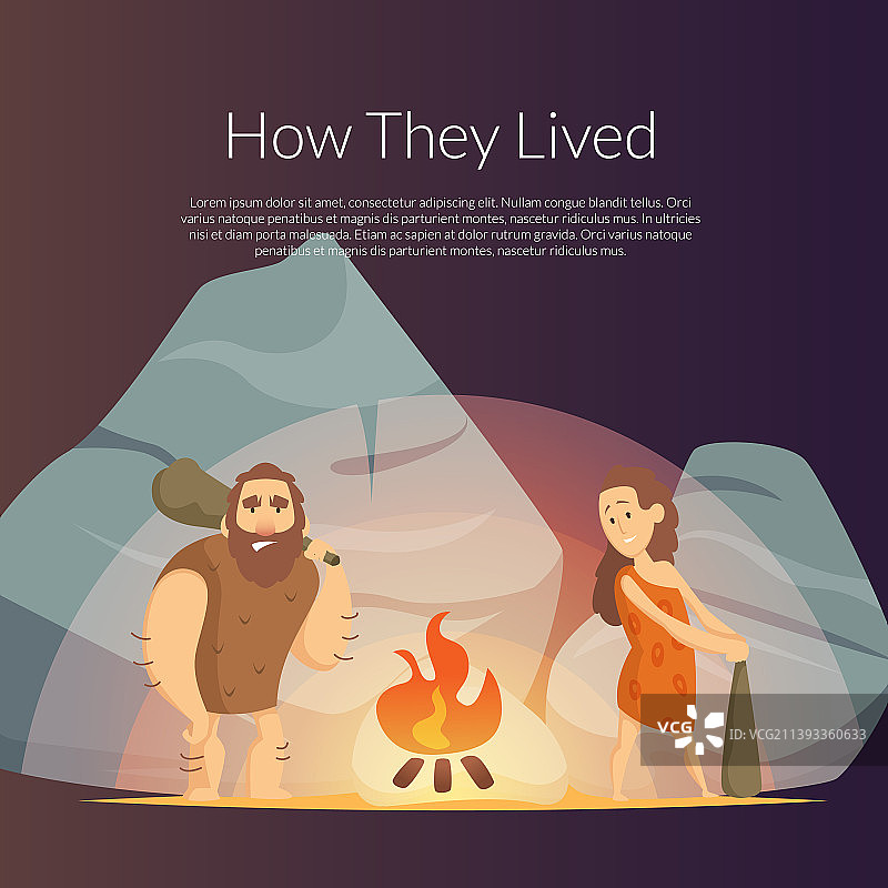 卡通穴居人背景图片素材