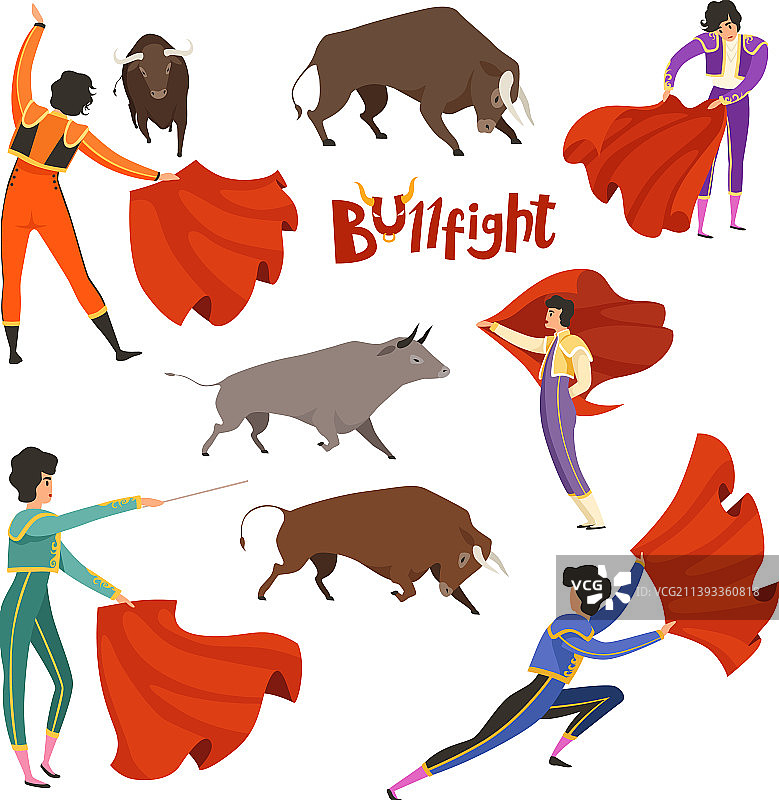 斗牛中斗牛士和公牛的西班牙斗牛图片素材