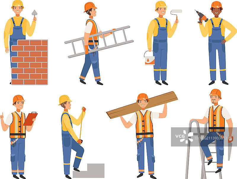 建筑工人卡通趣味吉祥物图片素材