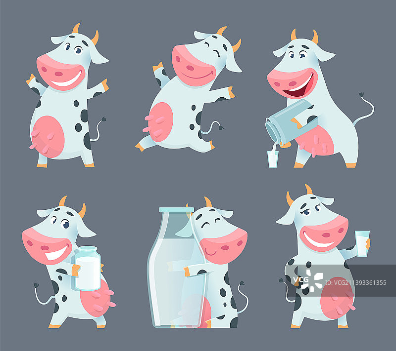 卡通可爱奶牛农场动物角色图片素材