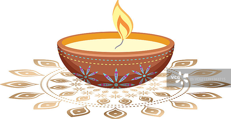 白色背景上的排灯节蜡烛图片素材