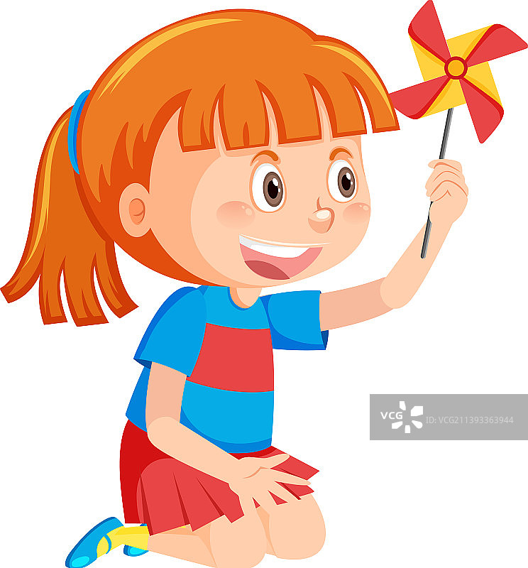 玩风车玩具的女孩图片素材