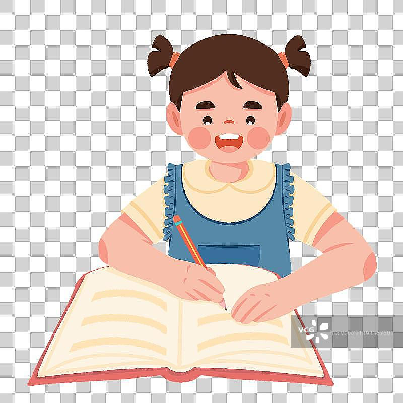 可爱的女孩在做作业图片素材