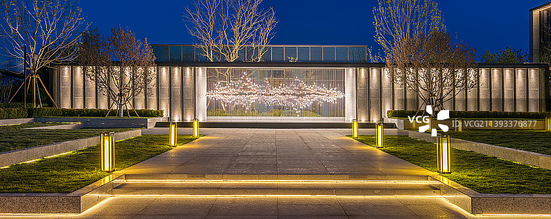 房地产园林景观夜景图片素材