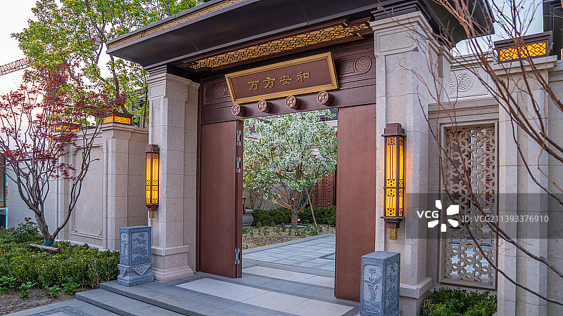 别墅住宅中式大门口图片素材