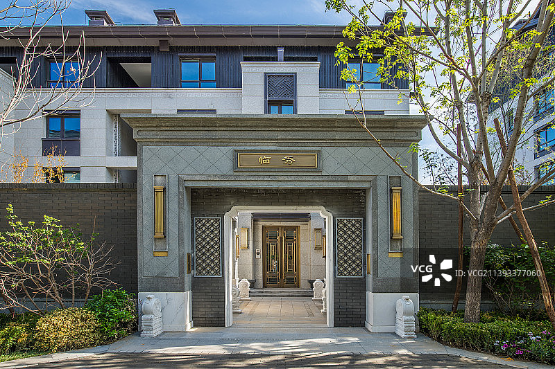 别墅庭院中式大门口图片素材