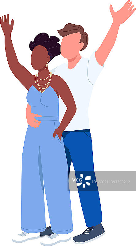 男人拥抱女人2.5D色彩人物图片素材