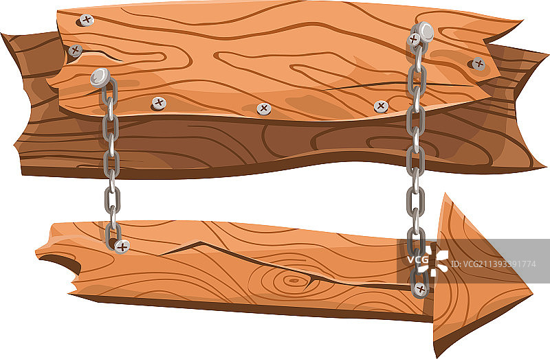 带有复古链条的木制路标图片素材