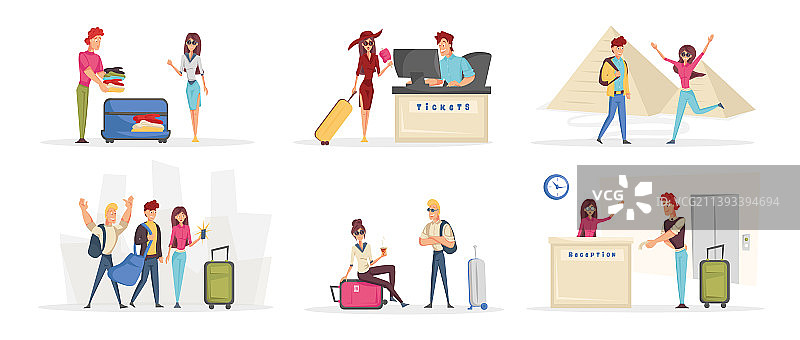 快乐年轻游客卡通人物图片素材