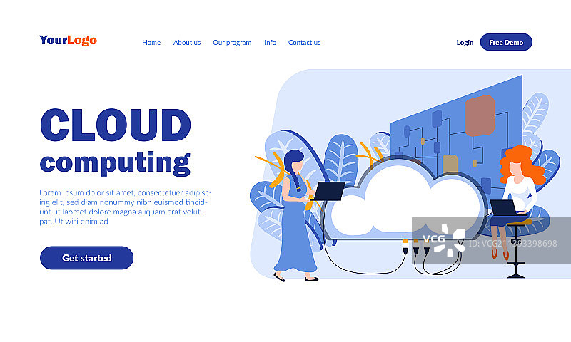 云计算着陆页模板图片素材