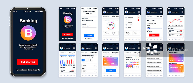 移动银行UI应用智能手机界面图片素材