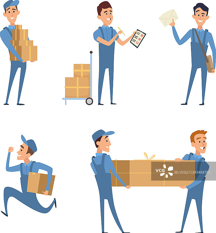 卡通人物配送工作合集图片素材