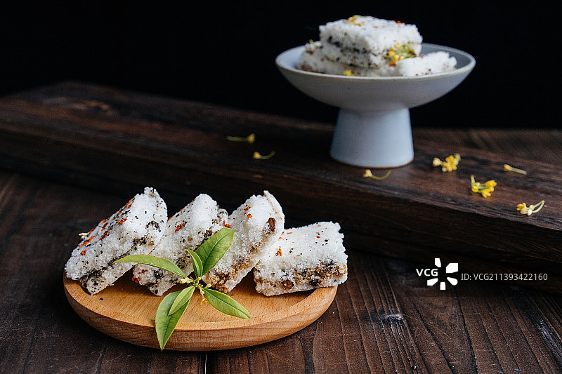 糯米桂花糕，中国传统糕点美食图片素材