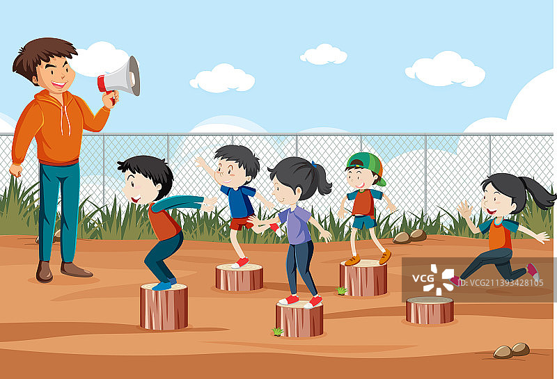 孩子们玩“红灯绿灯”游戏图片素材