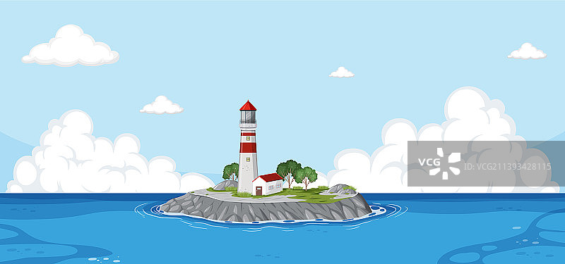 岛中央的灯塔图片素材