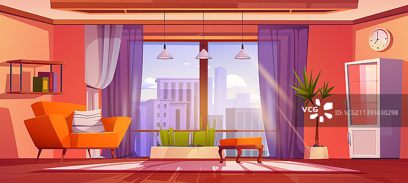 带大落地窗的客厅内景图片素材