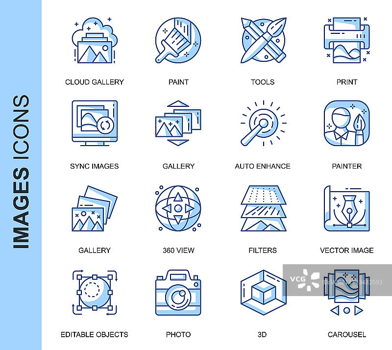 图片相关细线图标集合图片素材