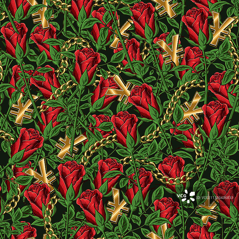 玫瑰花复古无缝图案图片素材