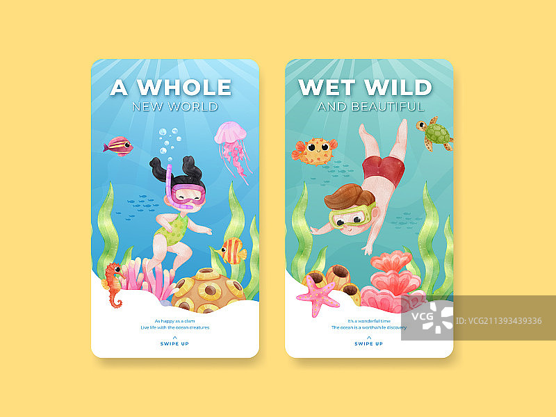 带有探索海洋世界的Instagram模板图片素材