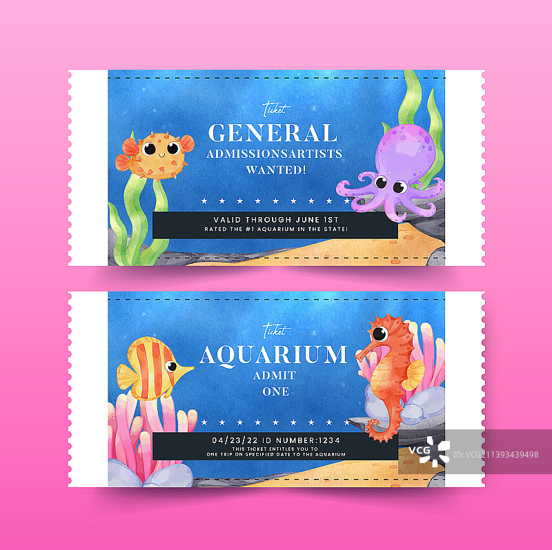 探索海洋世界票务模板图片素材