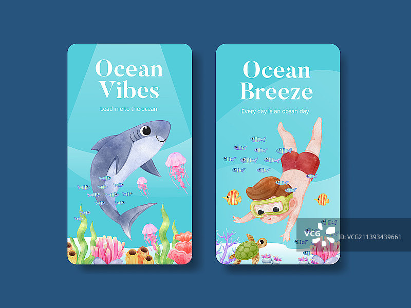 带有探索海洋世界的Instagram模板图片素材