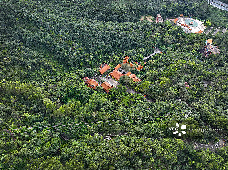 广东省江门鹤州市大雁山森林公园海会寺航拍图片素材