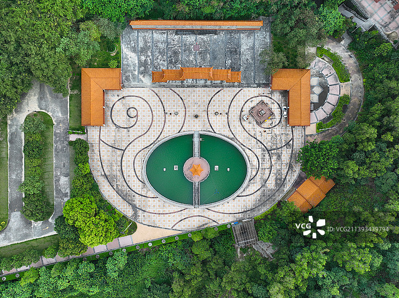 广东省江门鹤州市大雁山森林公园海会寺航拍图片素材