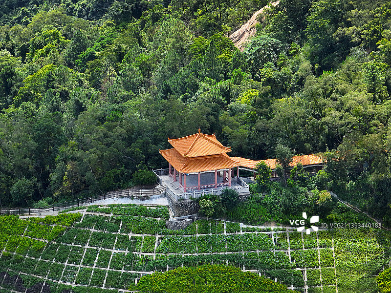 广东省江门市蓬江区圭峰山国家森林公园圭峰山风景区玉台寺航拍图片素材