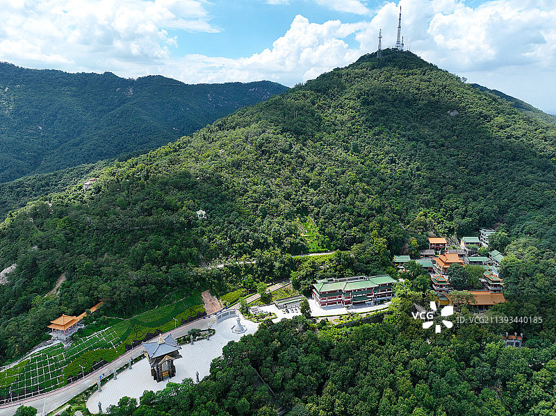广东省江门市蓬江区圭峰山国家森林公园圭峰山风景区玉台寺航拍图片素材