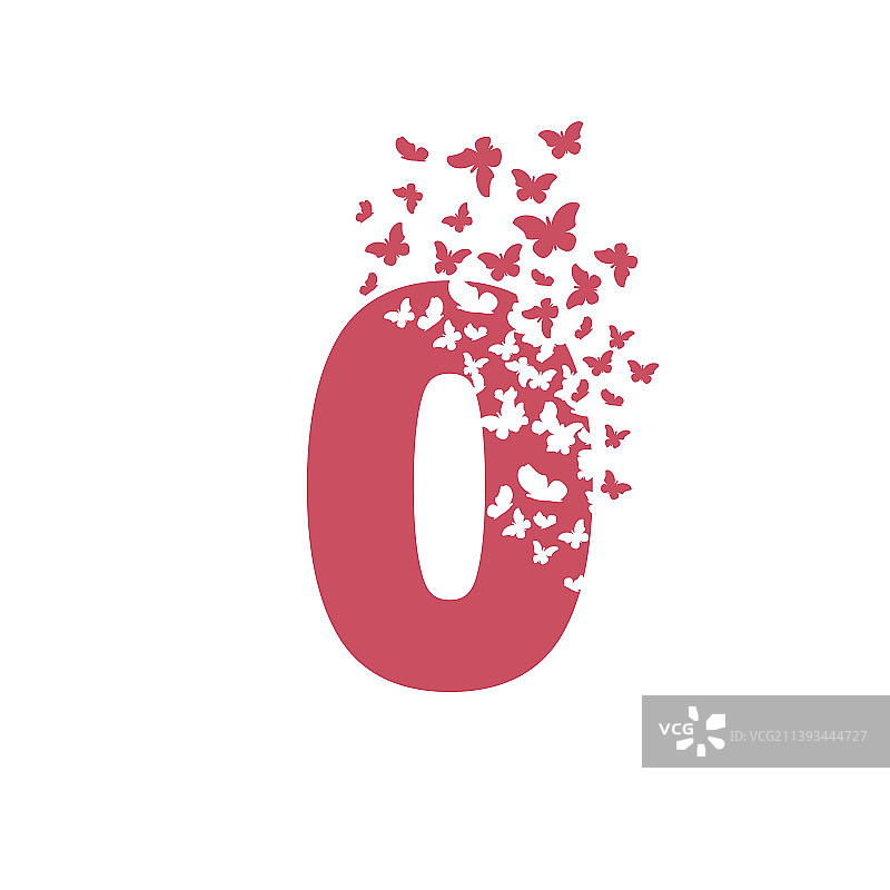 数字0溶解成蝴蝶飞蛾云图片素材