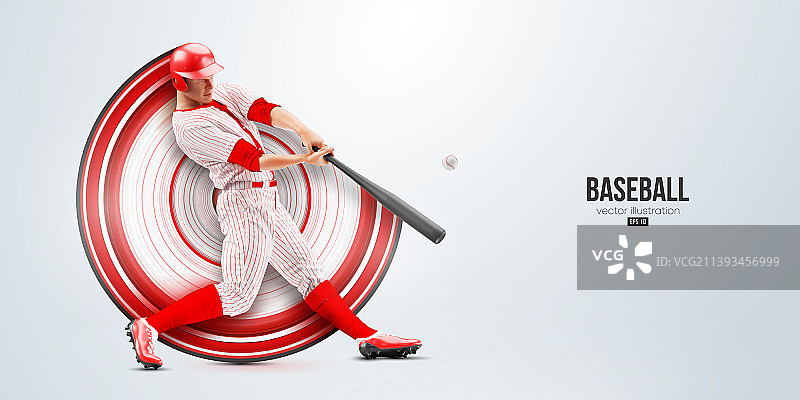 棒球运动员的逼真剪影图片素材