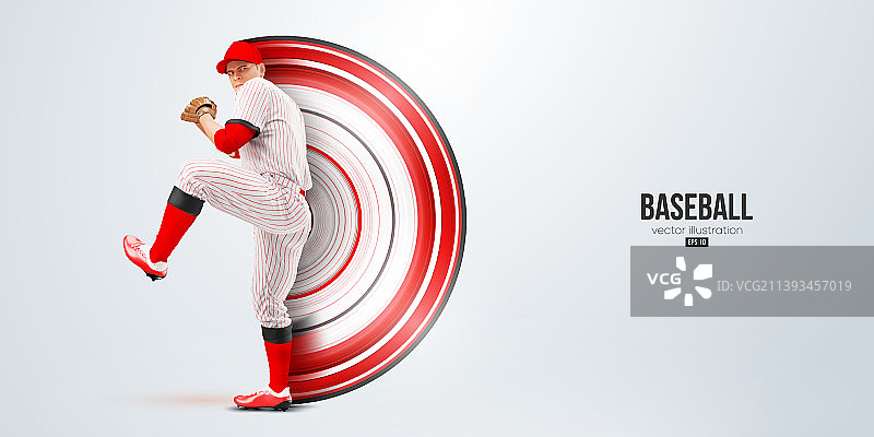 棒球运动员的逼真剪影图片素材