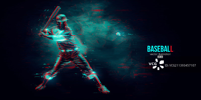 蓝色棒球运动员抽象剪影图片素材