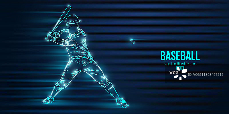 蓝色棒球运动员抽象剪影图片素材