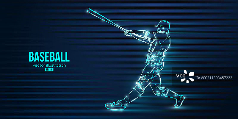 蓝色棒球运动员抽象剪影图片素材