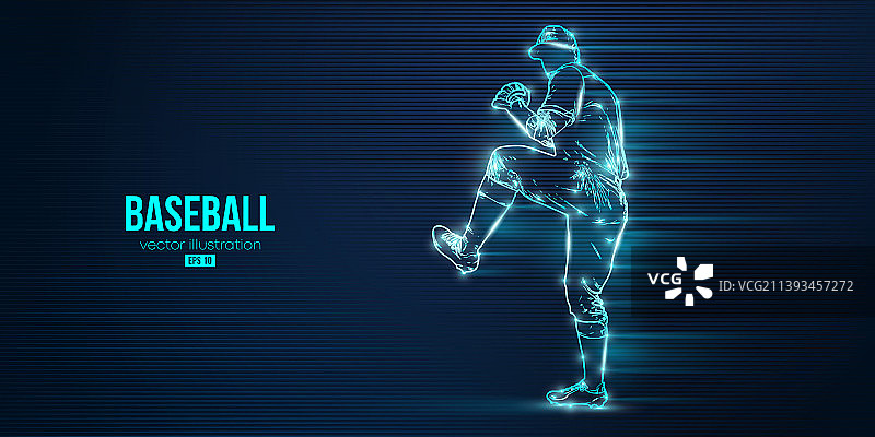 蓝色棒球运动员抽象剪影图片素材