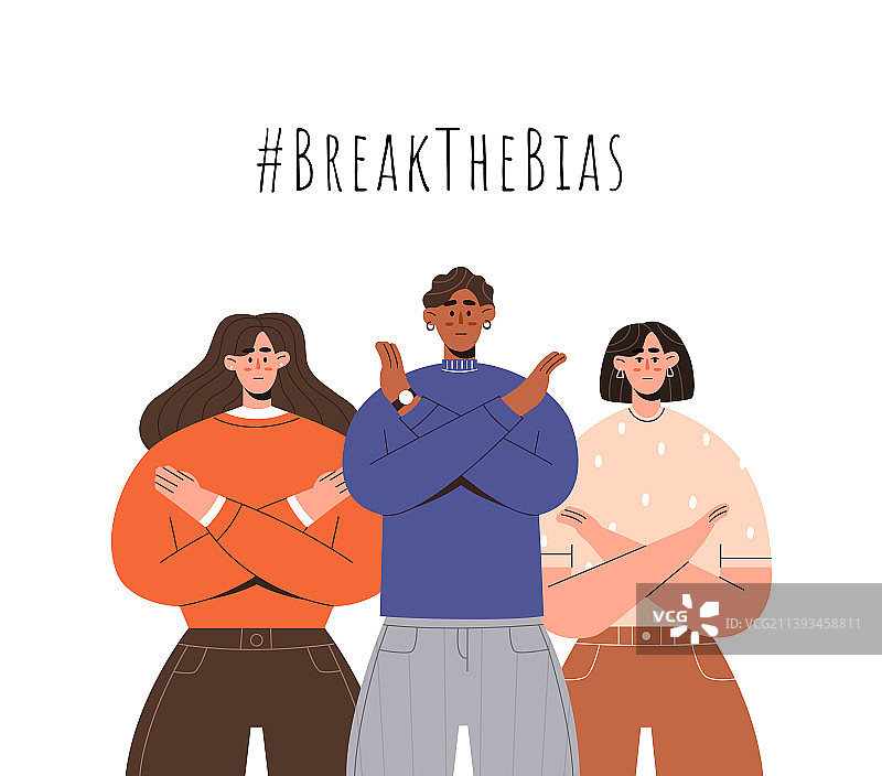 交叉双臂站立的女性图片素材