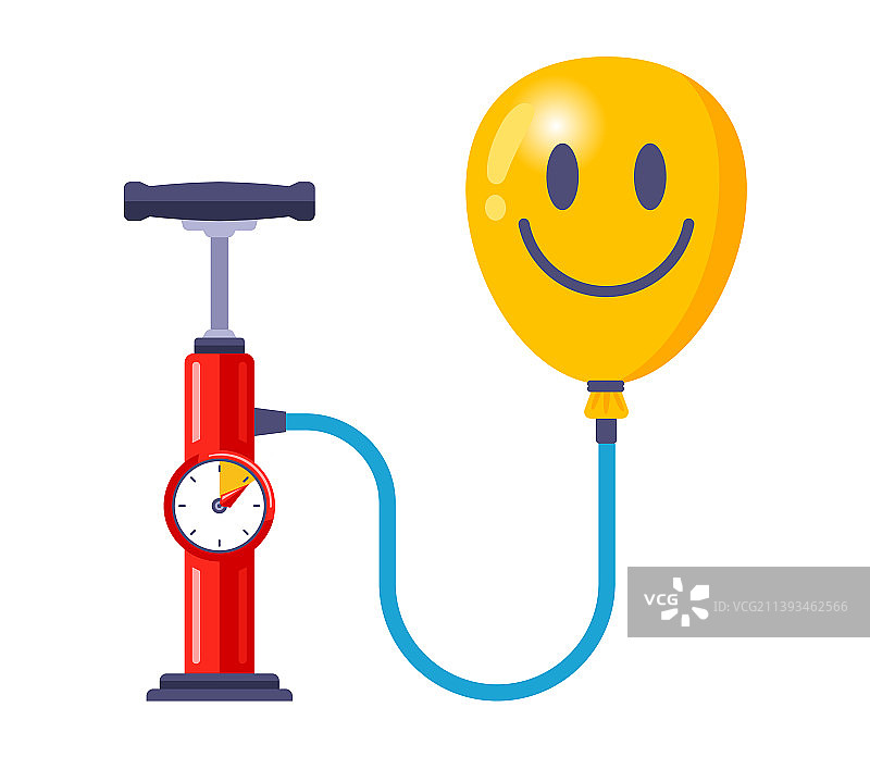 气泵给黄色气球充气图片素材