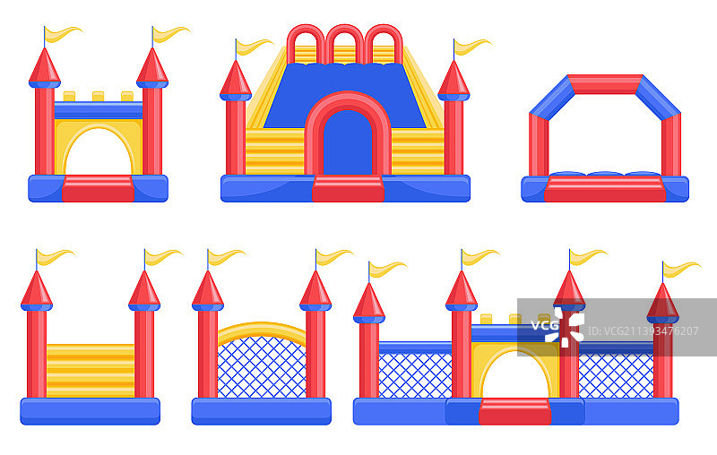 充气城堡和儿童合集图片素材