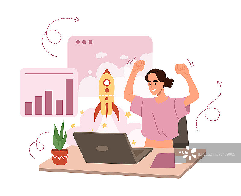 努力工作的商务女人图片素材