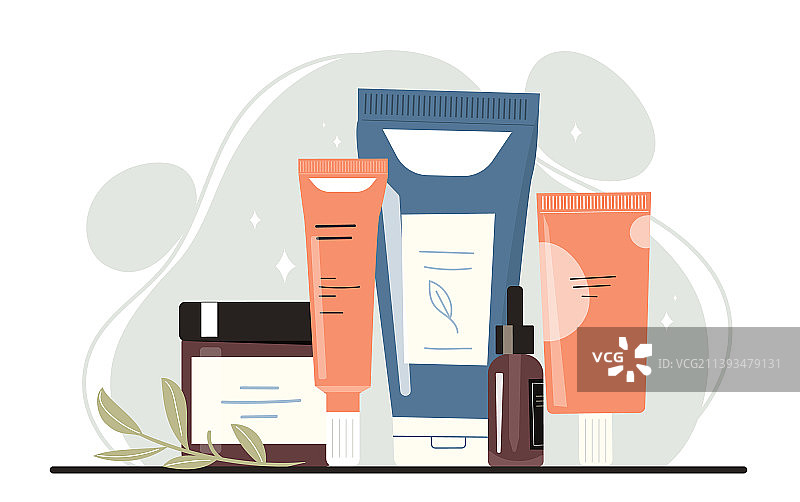 面部皮肤护理产品概念图片素材