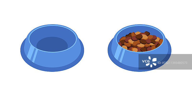 扁平风格的猫狗宠物碗图片素材