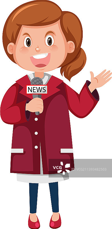 卡通女新闻记者图片素材